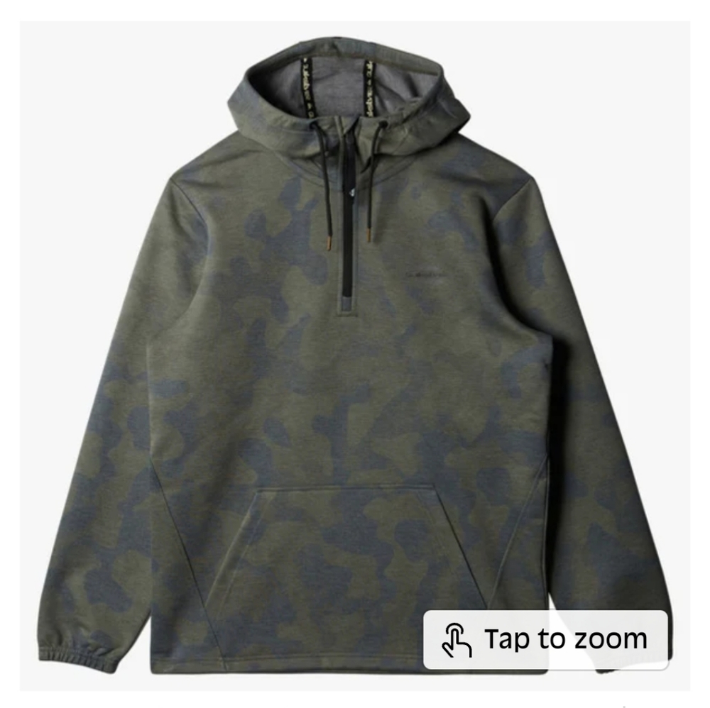 Quicksilver 1/4 zip snowboard hoodie, medium but fits big more of a large.